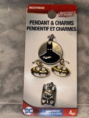 DC Comics Batman Gold and Silver Pendant & Charms Brooch Set